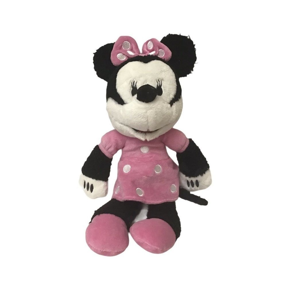 Disney Minnie Mouse Plush Kids Small Pink Polka Dot Dress Bow Stuffed Animal